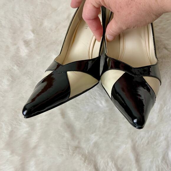 Nine West Black & Cream Leather Heels - Picture 2 of 9